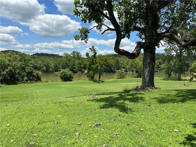 view of yard with a water view