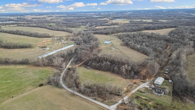 drone / aerial view featuring a rural view