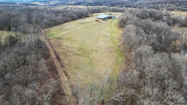 aerial view featuring a forest view