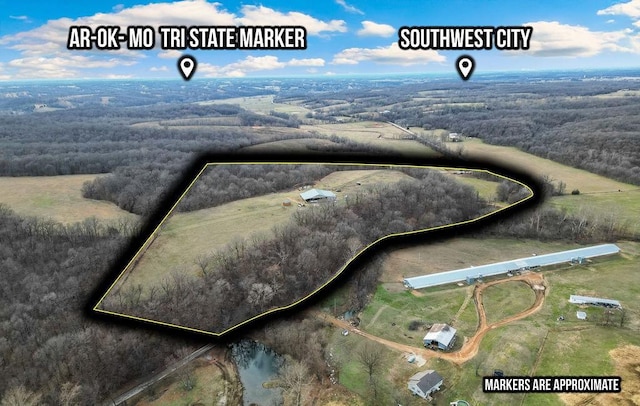 2638 Frye Rd, Southwest City, MO 64863 - view of rural area featuring property parcel outlined