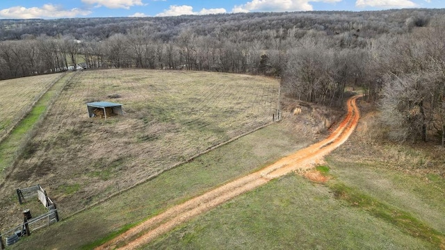 aerial view with a rural view