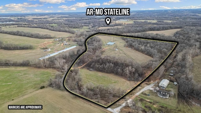 2638 Frye Rd, Southwest City, MO 64863 - overview of rural landscape featuring property boundaries highlighted