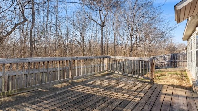 deck with a fenced backyard