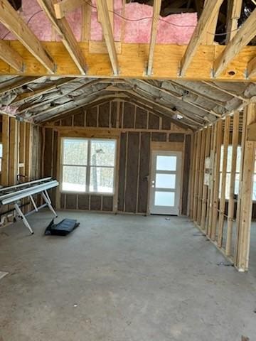 miscellaneous room featuring vaulted ceiling