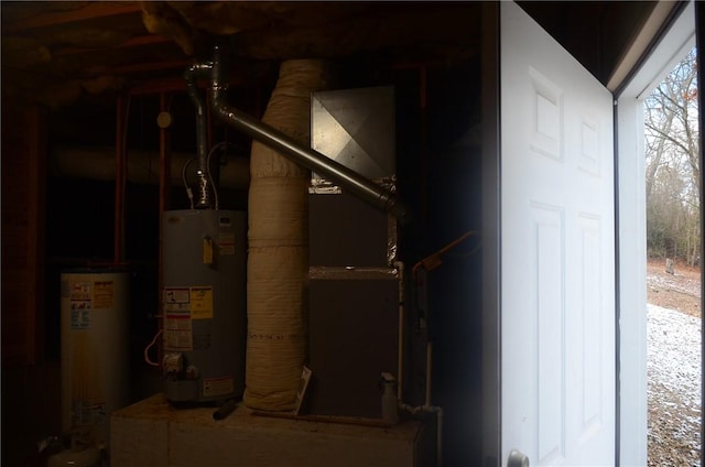 utility room with gas water heater