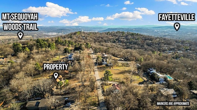 aerial view featuring a mountain view