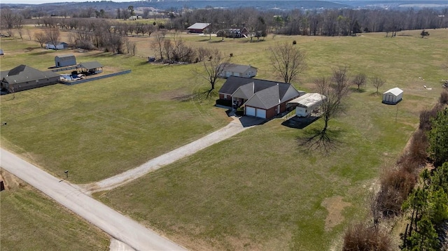 bird's eye view featuring a rural view