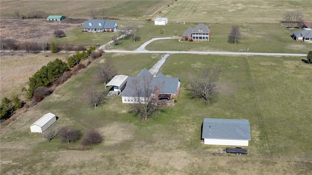 drone / aerial view with a rural view