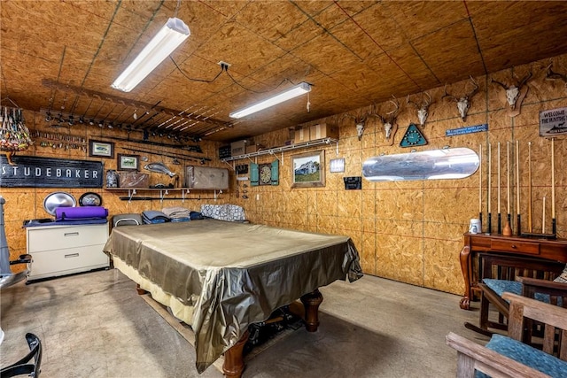 recreation room with concrete flooring and pool table