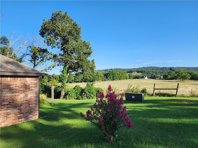 view of yard with a rural view