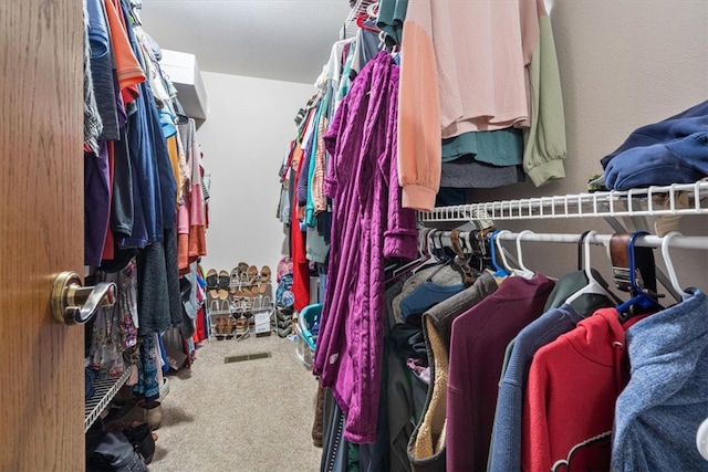 walk in closet with carpet flooring