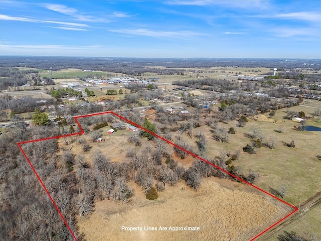 bird's eye view featuring a rural view