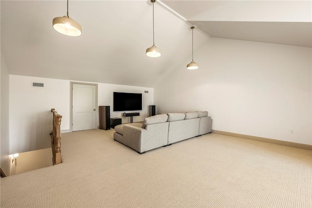 445 NW C St, Bentonville, AR 72712 - living room with light colored carpet and high vaulted ceiling