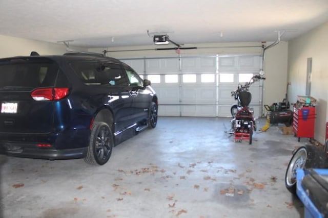 garage with a garage door opener