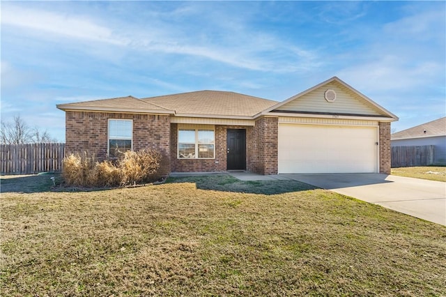 ranch-style home with brick siding and a front lawn