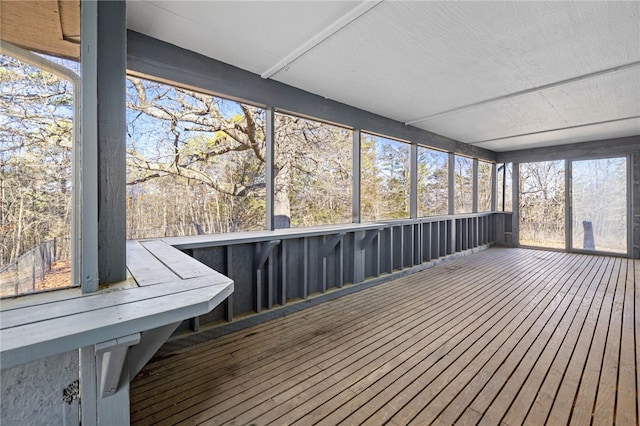 view of unfurnished sunroom