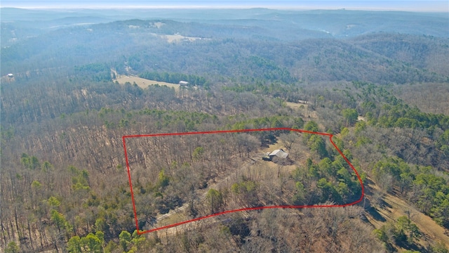 bird's eye view featuring a view of trees