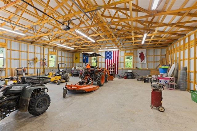 garage with metal wall