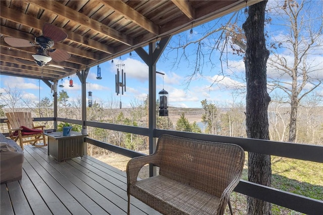 deck with a ceiling fan