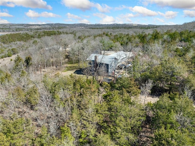 birds eye view of property with a forest view