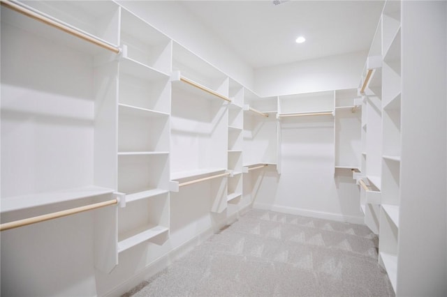 spacious closet with light colored carpet