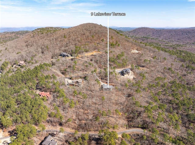 birds eye view of property with a mountain view