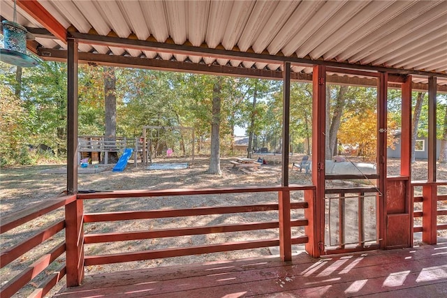 view of unfurnished sunroom