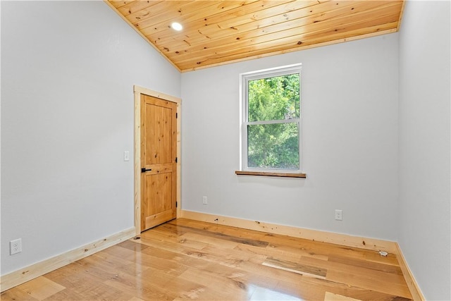 16103 E Ar 12th Hwy, Rogers, AR 72756 - spare room with wood ceiling, light wood-style floors, baseboards, and lofted ceiling