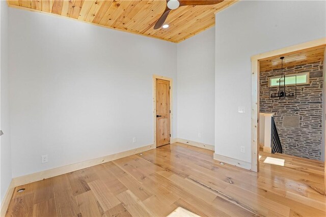 16103 E Ar 12th Hwy, Rogers, AR 72756 - unfurnished room featuring wood ceiling, ceiling fan, wood finished floors, baseboards, and recessed lighting