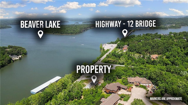 16103 E Ar 12th Hwy, Rogers, AR 72756 - aerial view of a large body of water and a forest