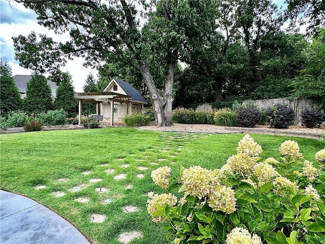 view of yard featuring a pergola