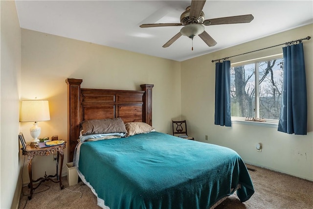 bedroom featuring carpet floors and a ceiling fan