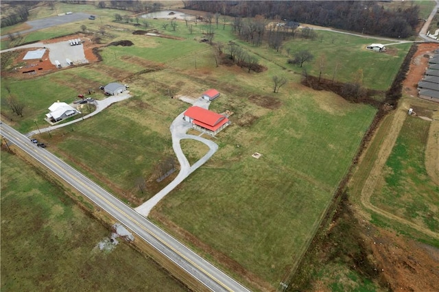 aerial view featuring a rural view