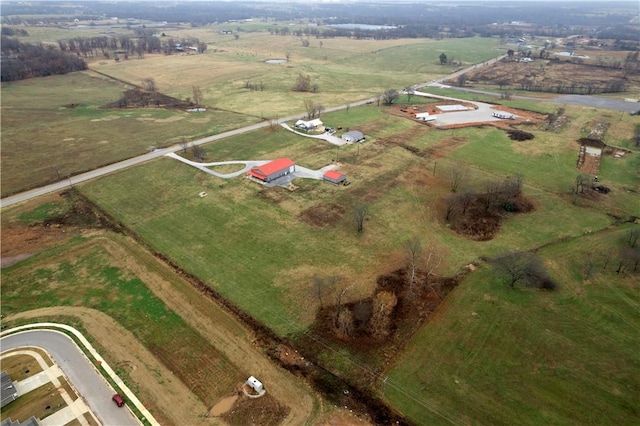 drone / aerial view with a rural view