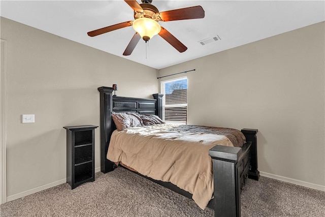 115 NE Lake Forest Ln, Bentonville, AR 72712 - carpeted bedroom featuring a ceiling fan, visible vents, and baseboards