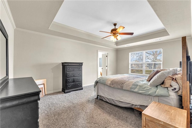115 NE Lake Forest Ln, Bentonville, AR 72712 - bedroom featuring ornamental molding, a tray ceiling, baseboards, and carpet