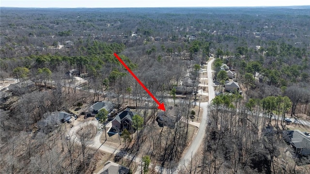 aerial view with a wooded view