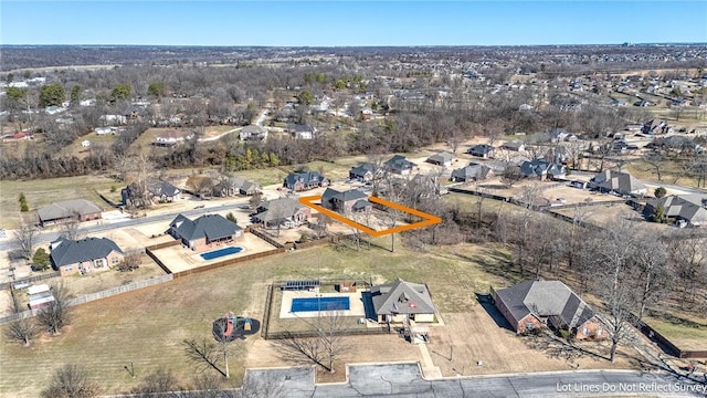 aerial view with a residential view