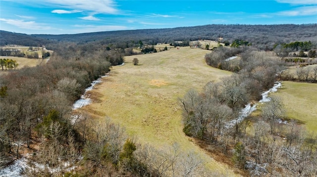 drone / aerial view featuring a view of trees