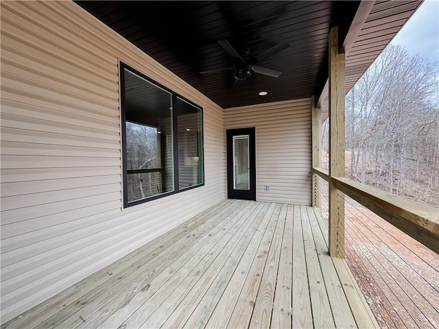 deck featuring a ceiling fan