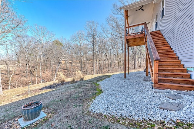 view of yard featuring stairway