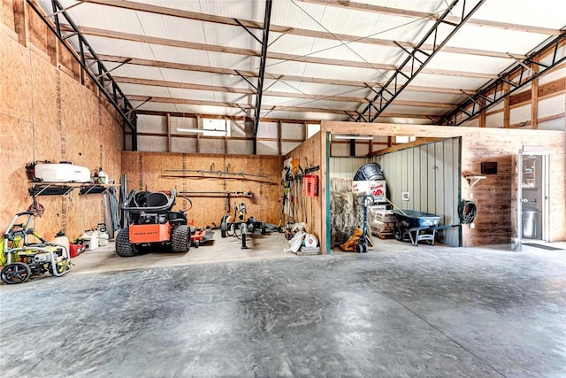 garage featuring metal wall