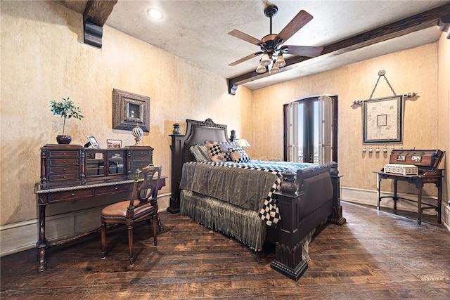 2 S Samoset Ct, Rogers, AR 72758 - bedroom featuring hardwood / wood-style floors, beamed ceiling, and a textured wall