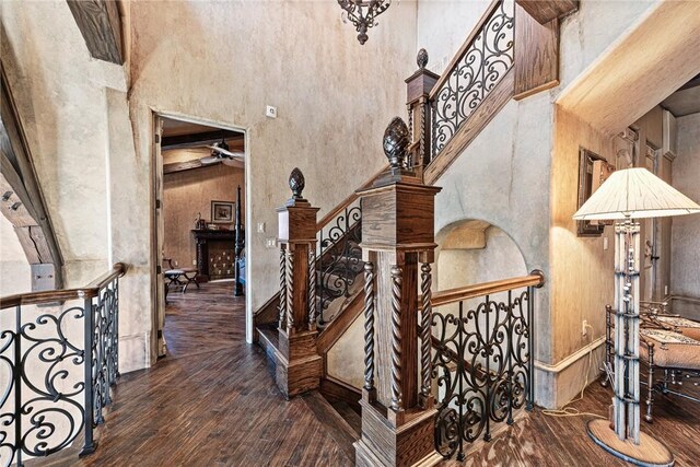 2 S Samoset Ct, Rogers, AR 72758 - stairs featuring hardwood / wood-style floors and a high ceiling