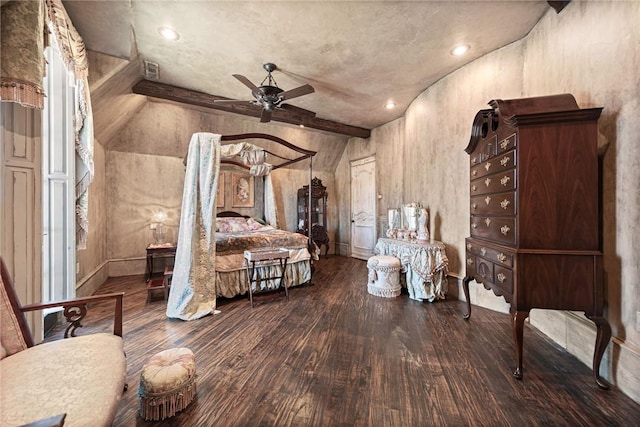 2 S Samoset Ct, Rogers, AR 72758 - bedroom with wood finished floors, beamed ceiling, recessed lighting, and a ceiling fan