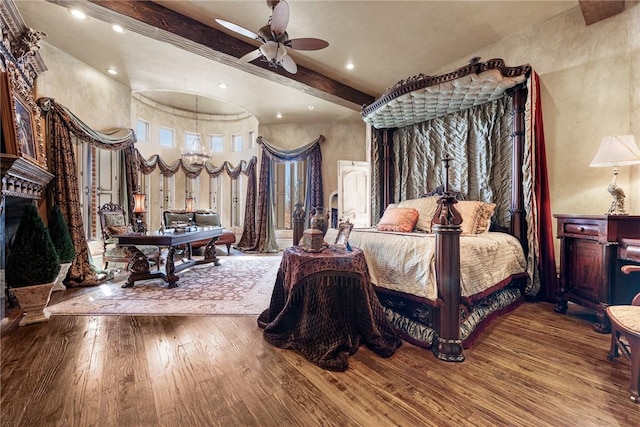 2 S Samoset Ct, Rogers, AR 72758 - bedroom with wood finished floors, beam ceiling, and recessed lighting