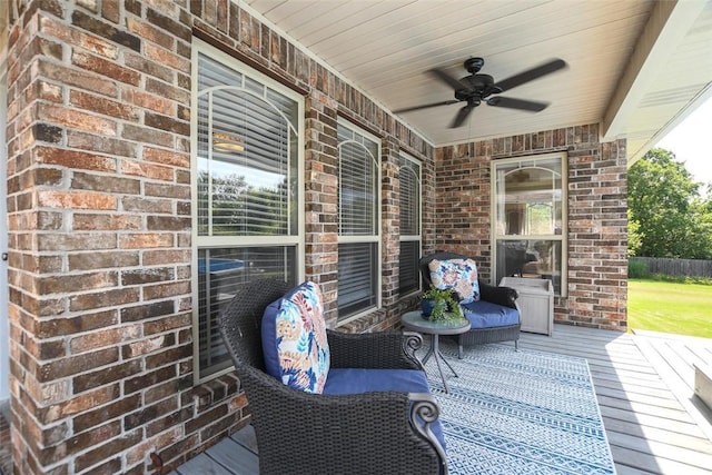 view of patio / terrace featuring a porch and a ceiling fan