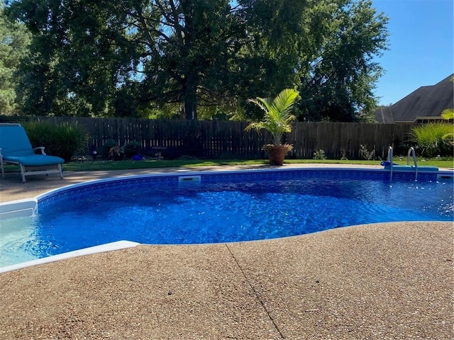 view of pool featuring a fenced in pool, a patio, and a fenced backyard