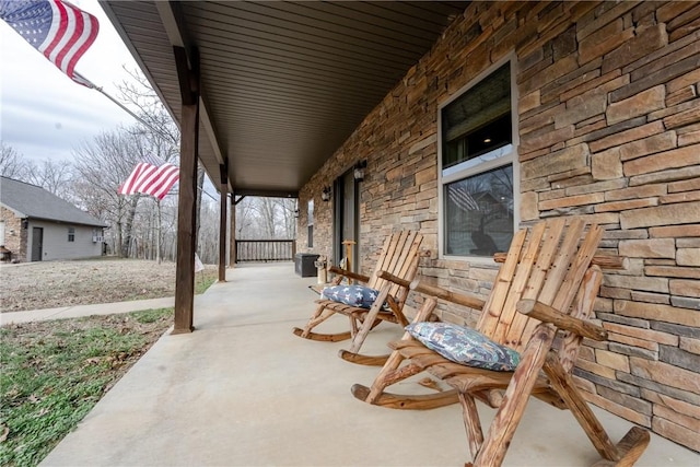 view of patio featuring covered porch