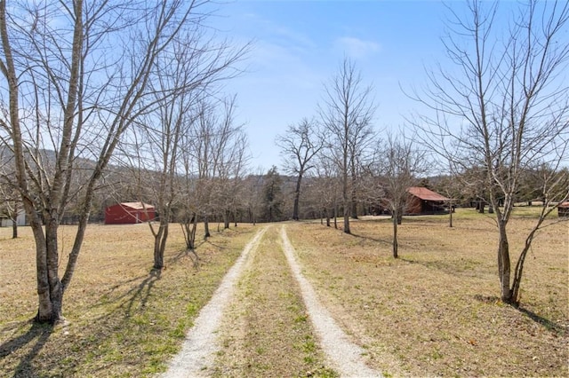 view of street with a rural view